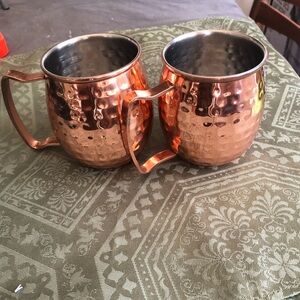 Copper Hammered Mugs for Dining, camping or on the road, a little scuffing